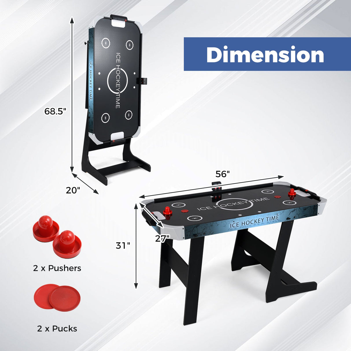 Mesa de Air Hockey de 56 pulgadas con potente motor de 12 V y marcador digital LED - Negro