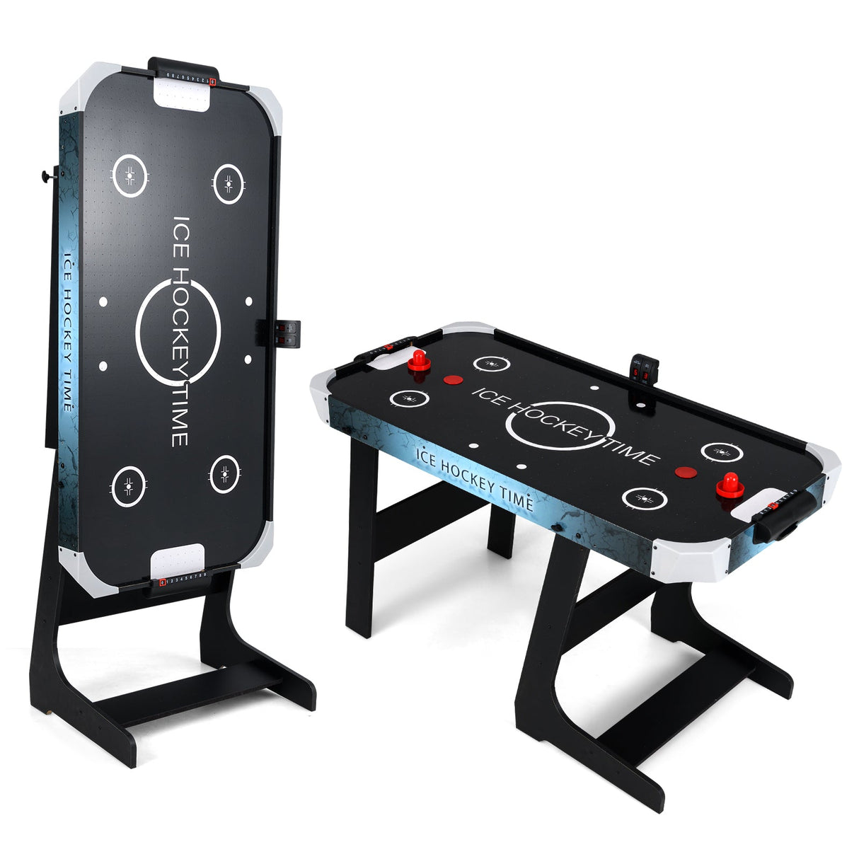 Mesa de Air Hockey de 56 pulgadas con potente motor de 12 V y marcador digital LED - Negro