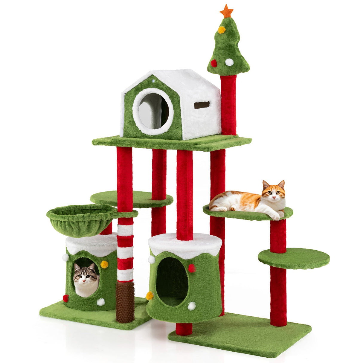 Torre de árbol para gatos de 58 pulgadas de alto, multinivel, para escalar y saltar, con condominios