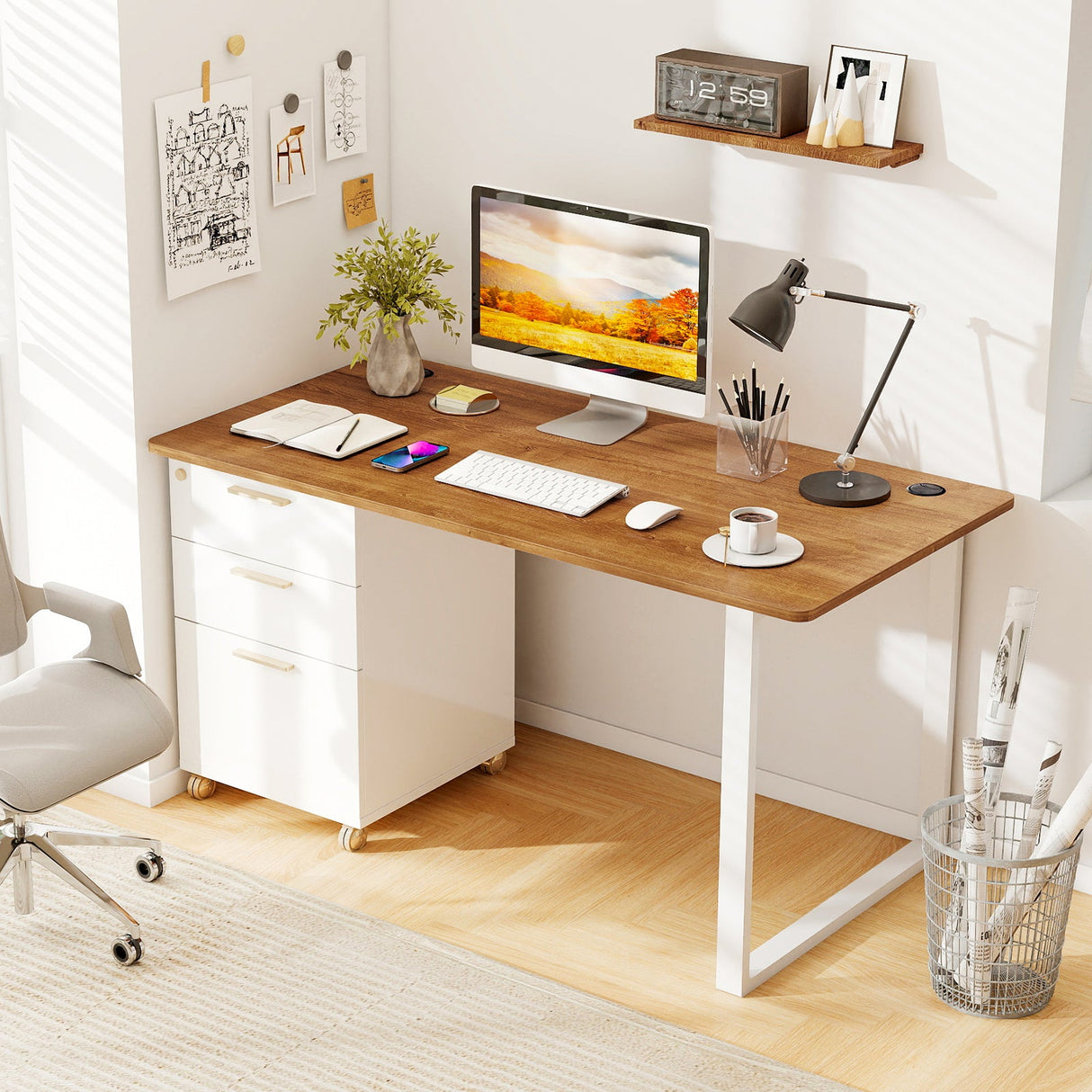 Tablero universal de 58 pulgadas x 28 pulgadas para estructura de escritorio estándar y de pie