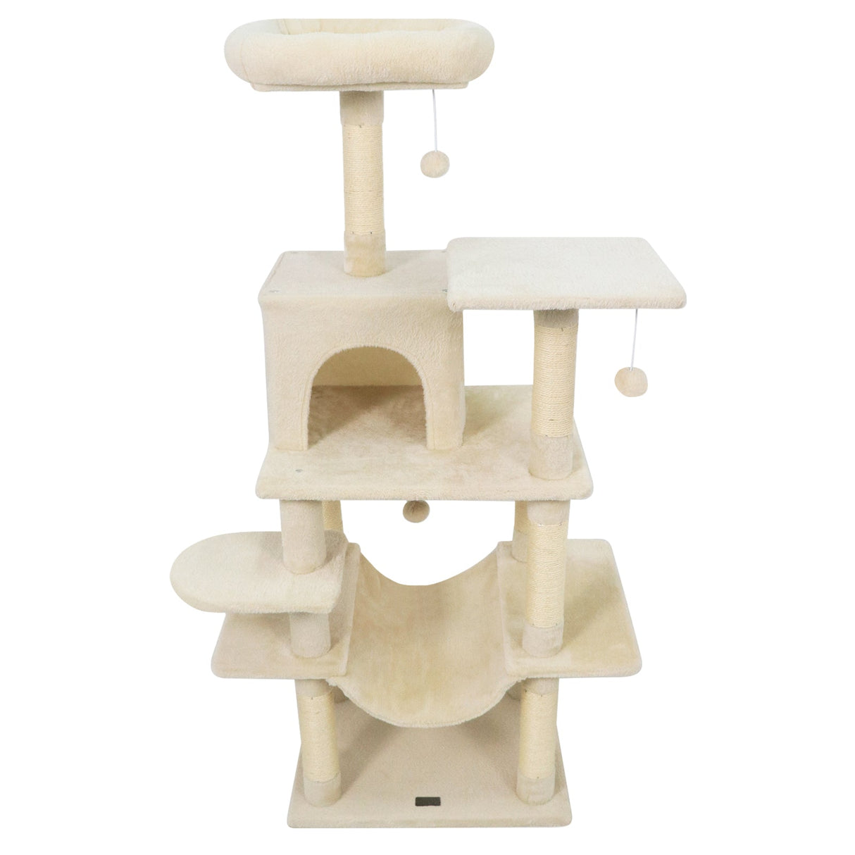 Torre para Gatos de 58 pulgadas, Multinivel, con Felpa Suave y Percha Superior Acolchada
