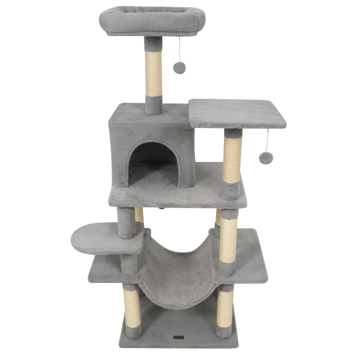 Torre para Gatos de 58 pulgadas, Multinivel, con Felpa Suave y Percha Superior Acolchada