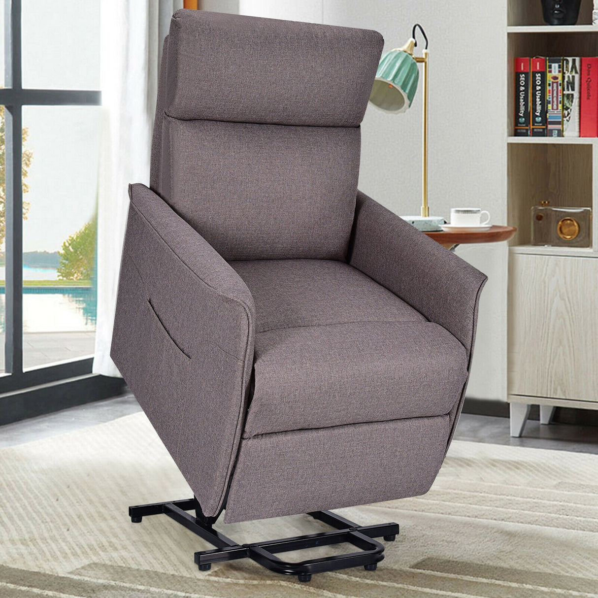 Sillón reclinable de masaje con elevación eléctrica para personas mayores con cojín acolchado grueso
