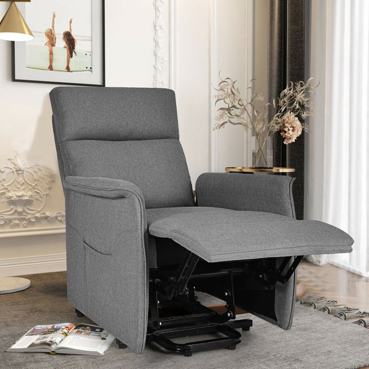 Sillón reclinable de masaje con elevación eléctrica para personas mayores con cojín acolchado grueso