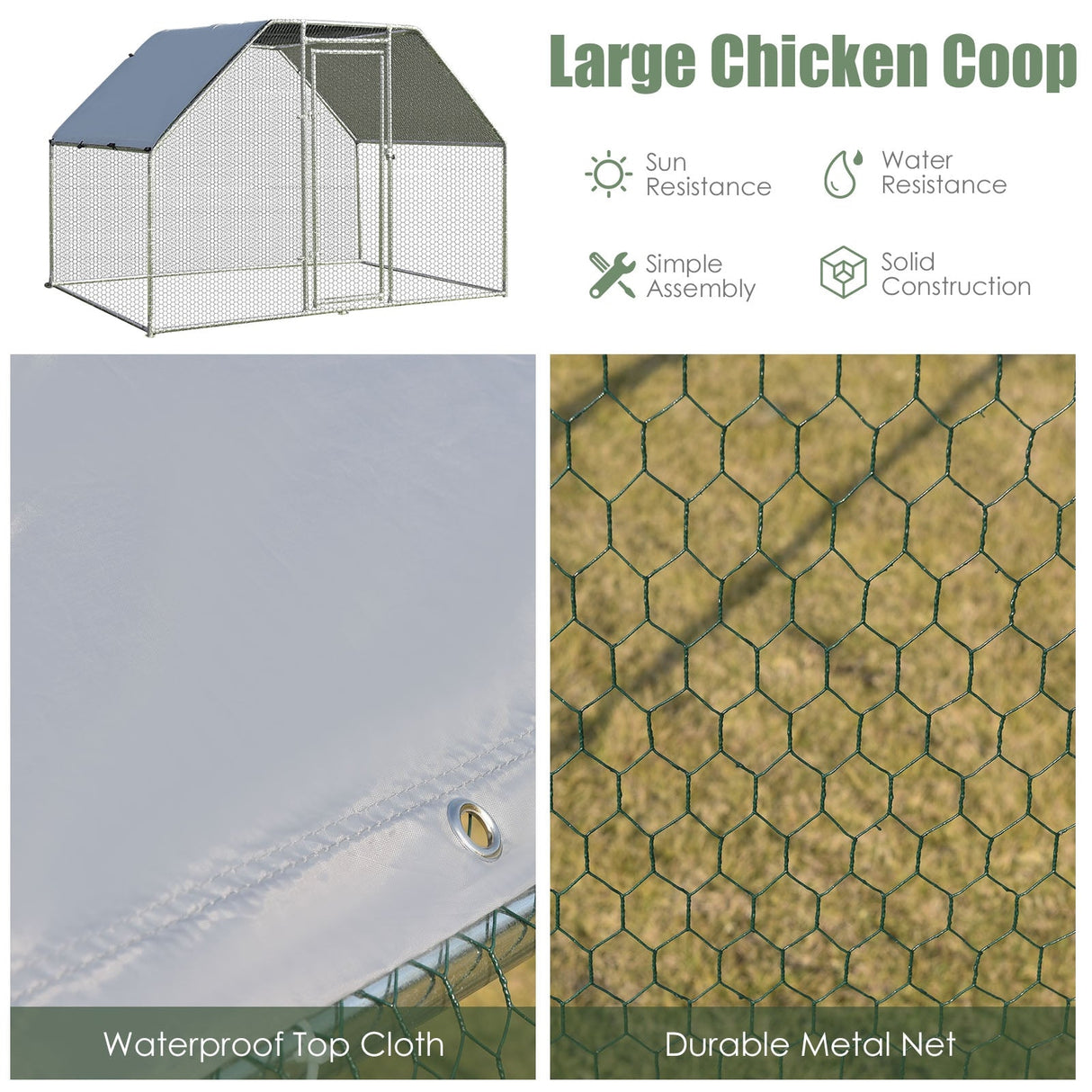 Corral Grande para Gallinas de 9.5 x 6.5 Pies