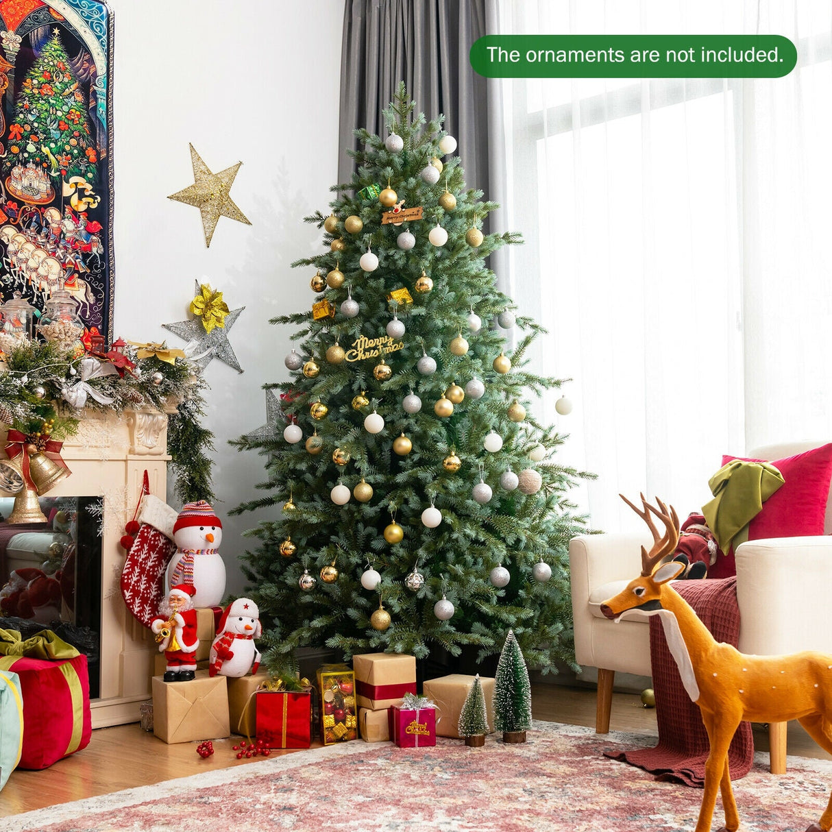 Árbol de Navidad Artificial de 2,13 m con 1260 Puntas Mixtas de PE y PVC