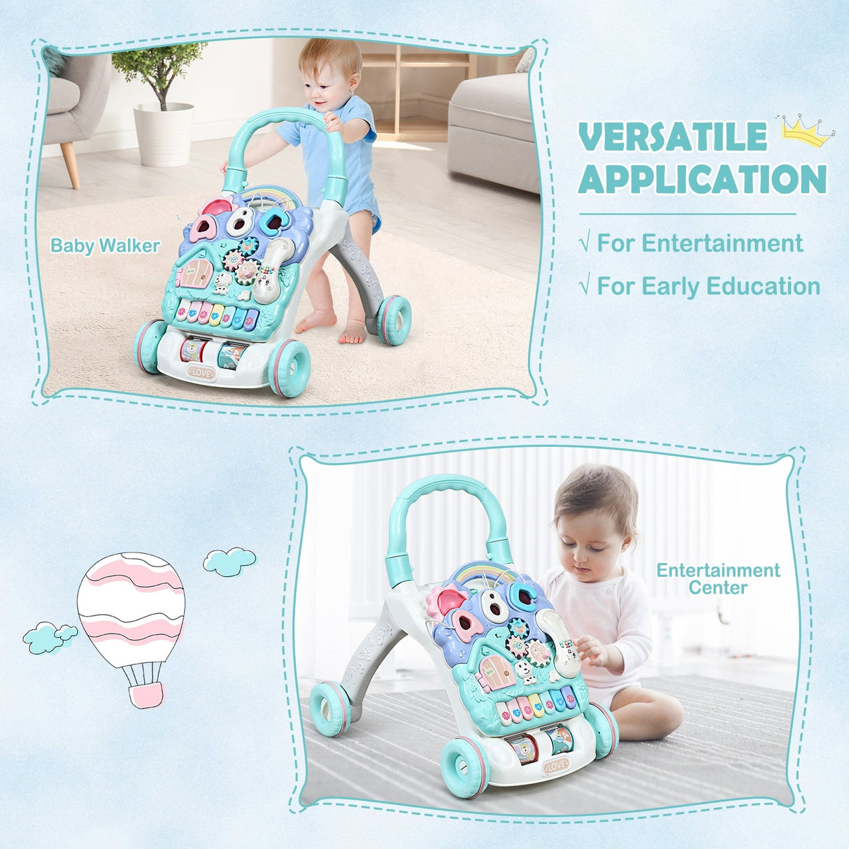 Andador de aprendizaje Baby Sit-to-Stand Juguete musical para niños pequeños