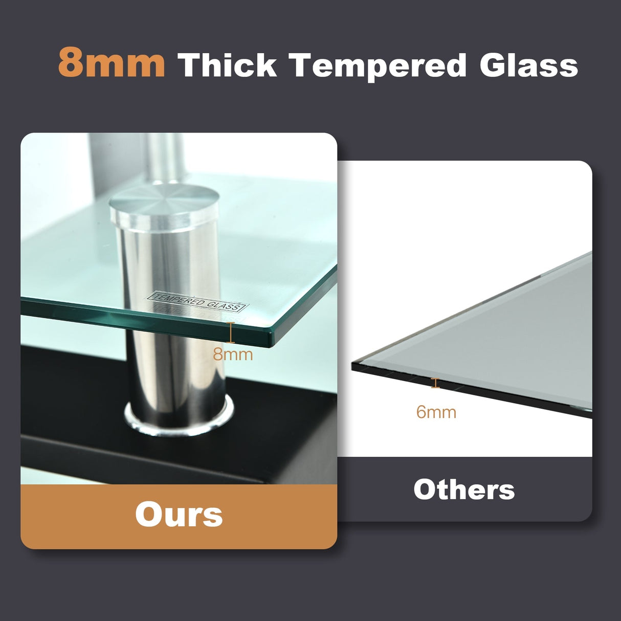 Mesa de centro rectangular de cristal con patas metálicas para salón