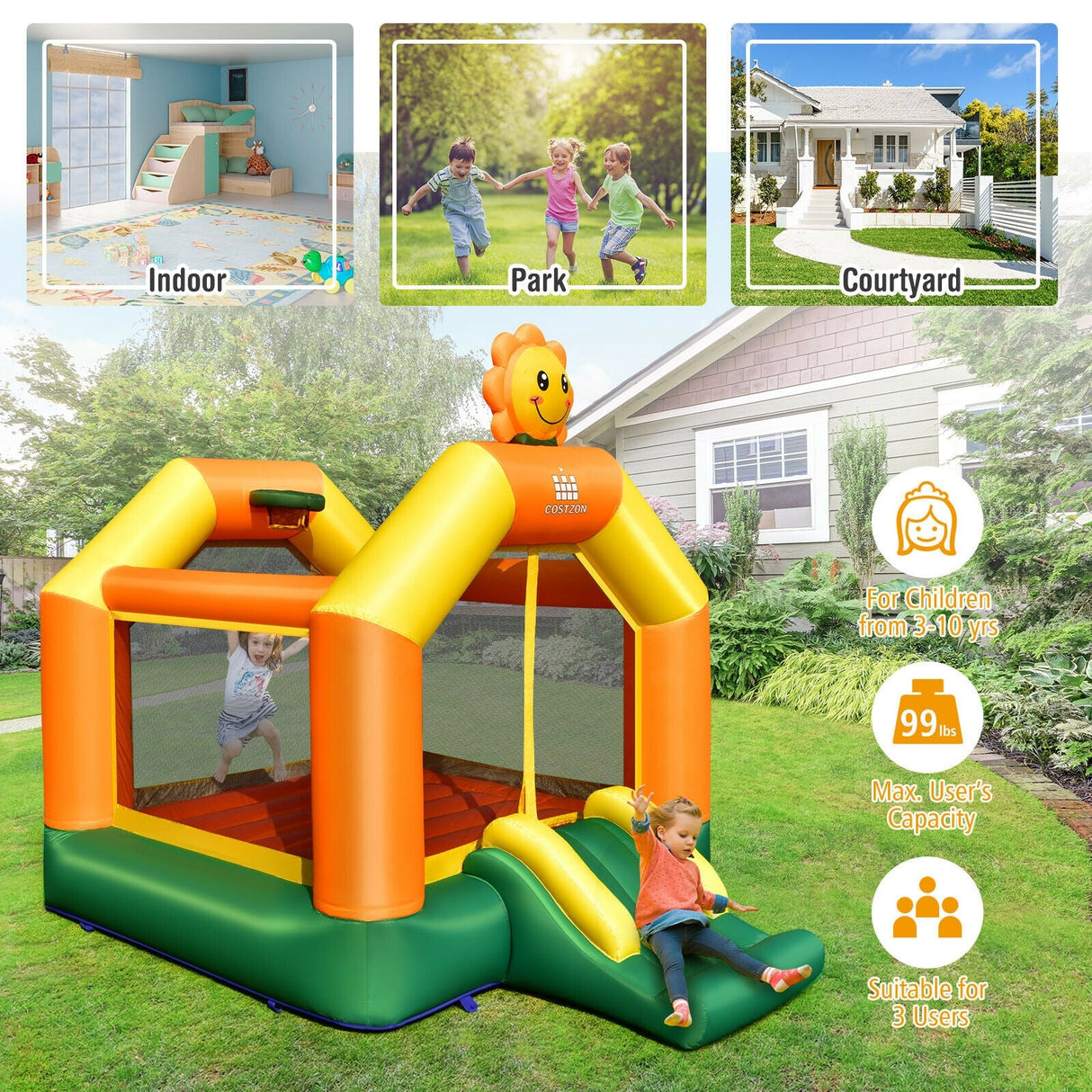 Castillo Hinchable para Niños con Tobogán sin Soplador