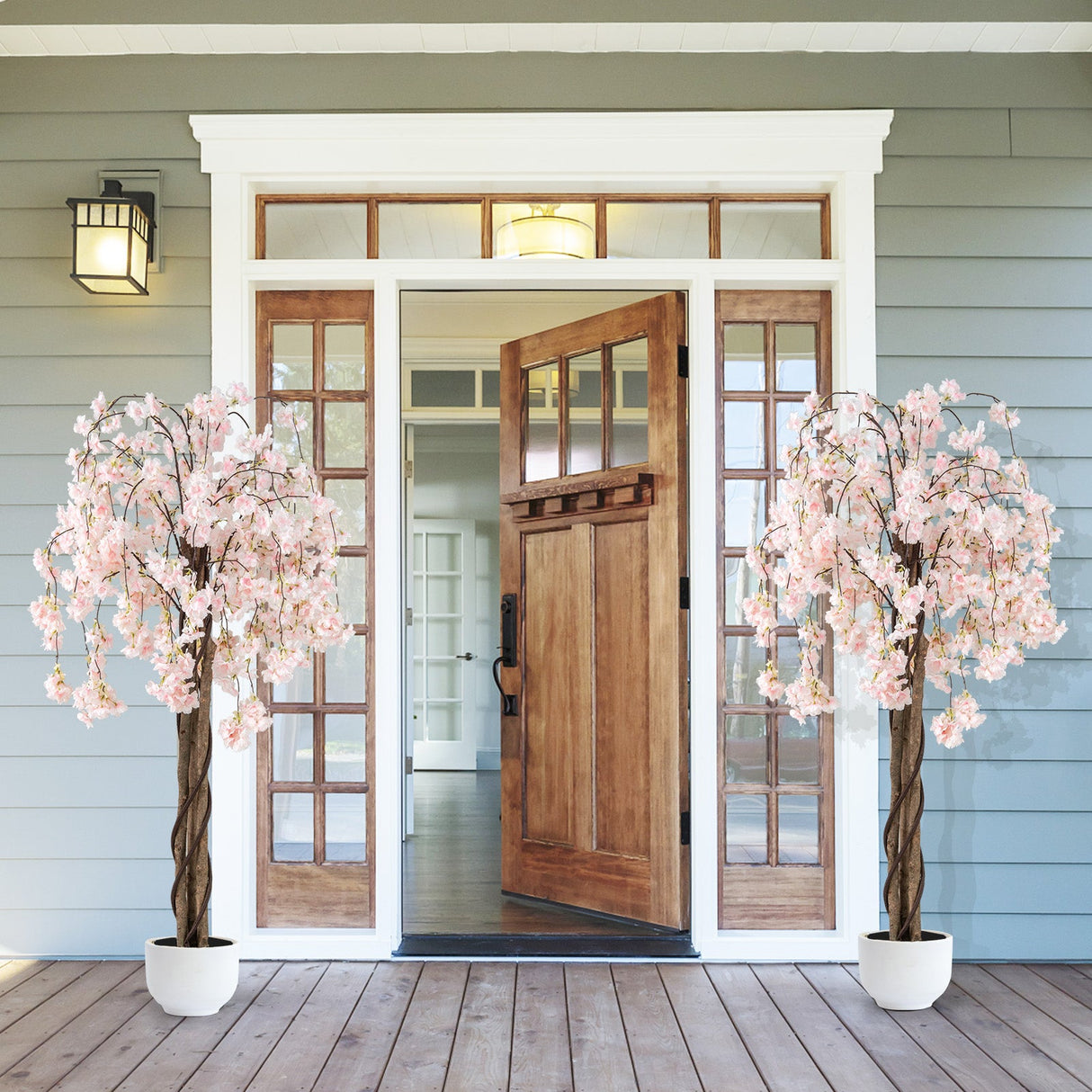 Árbol artificial de flor de cerezo de 5.5 pies de altura con flores rosas/blancas, 1 unidad