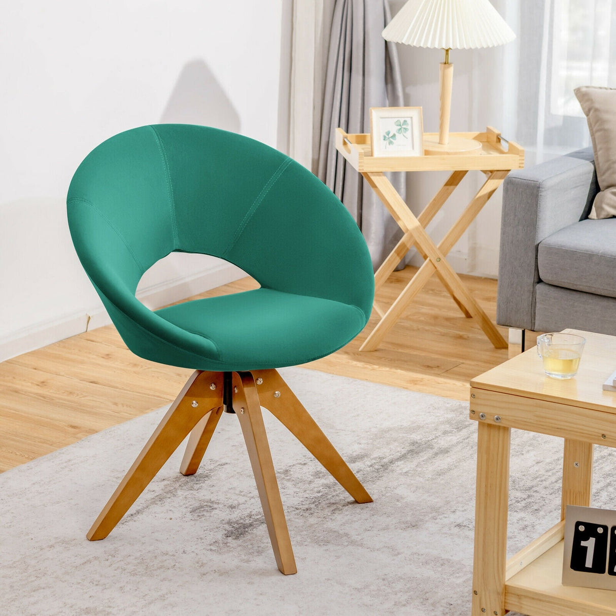 Sillón giratorio con asiento tapizado extragrande para oficina en casa