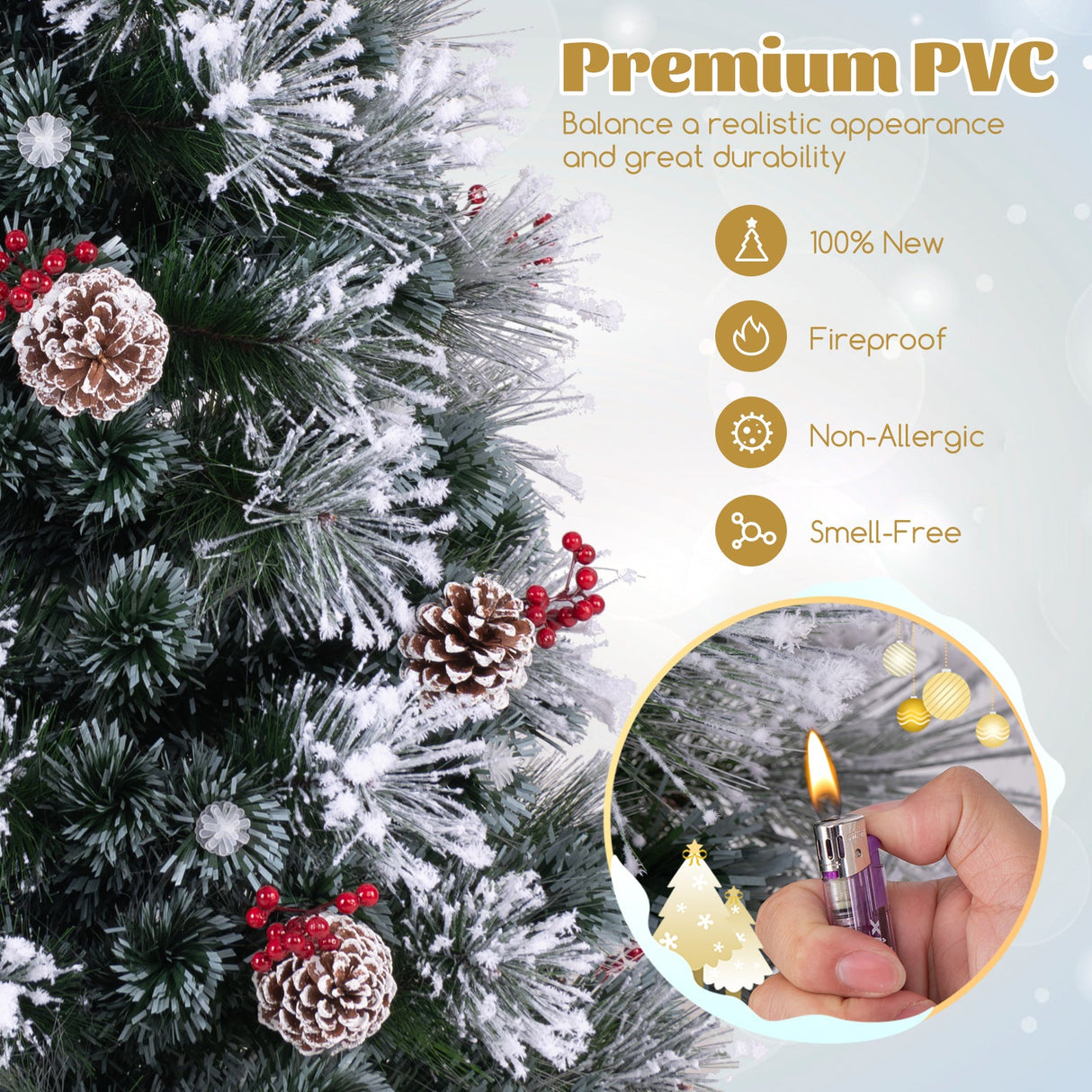 5 FT Flocked Christmas Tree with 8 Lighting Modes