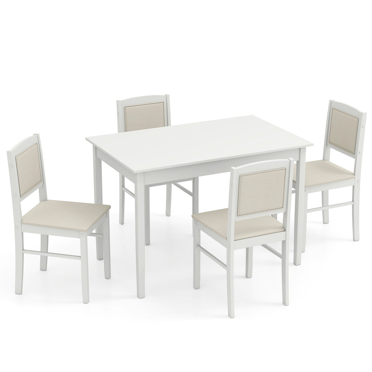 Juego de comedor de 5 piezas para 4 personas con patas de madera de caucho para comedor pequeño