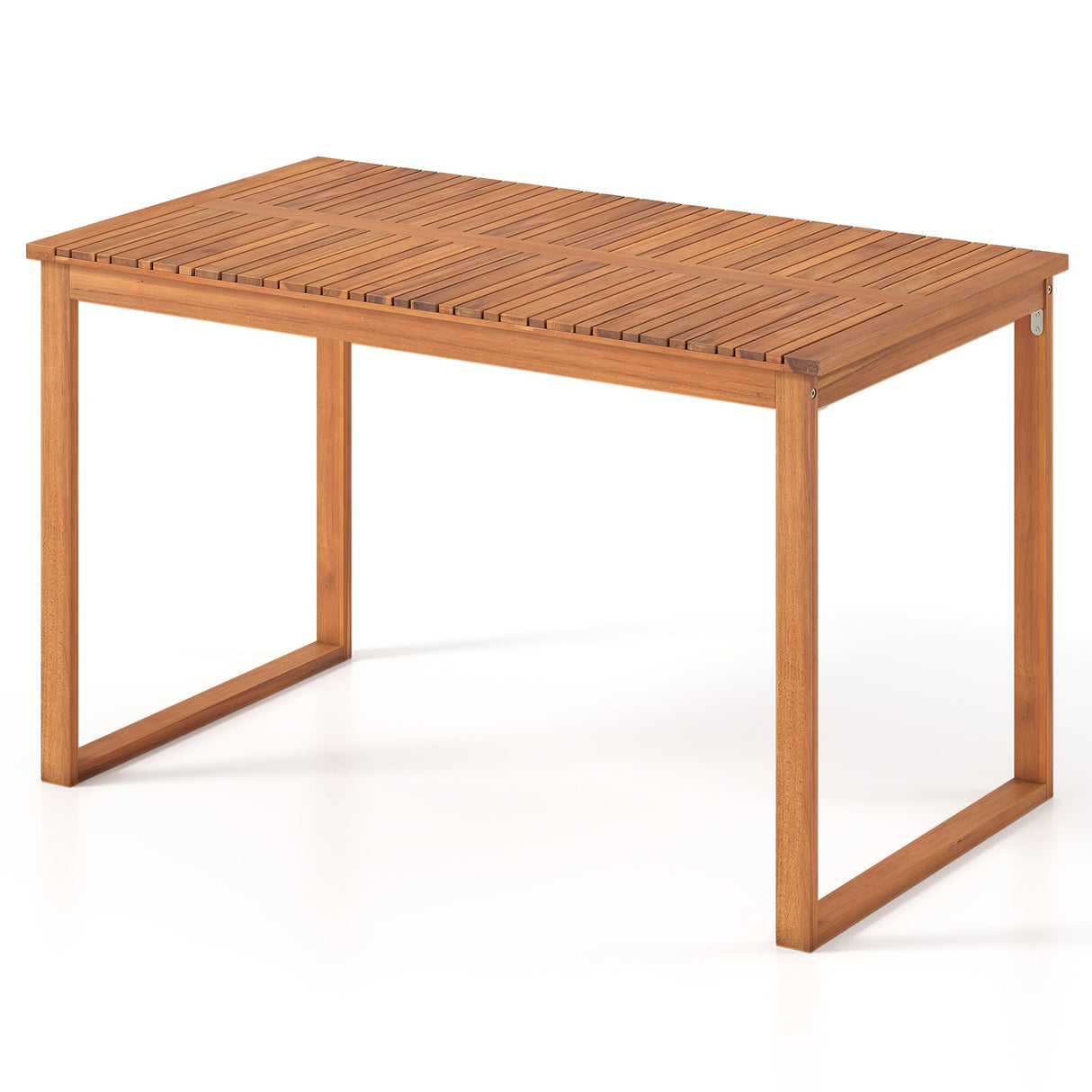 Mesa de comedor de madera de acacia para exteriores con tablero de listones para jardín