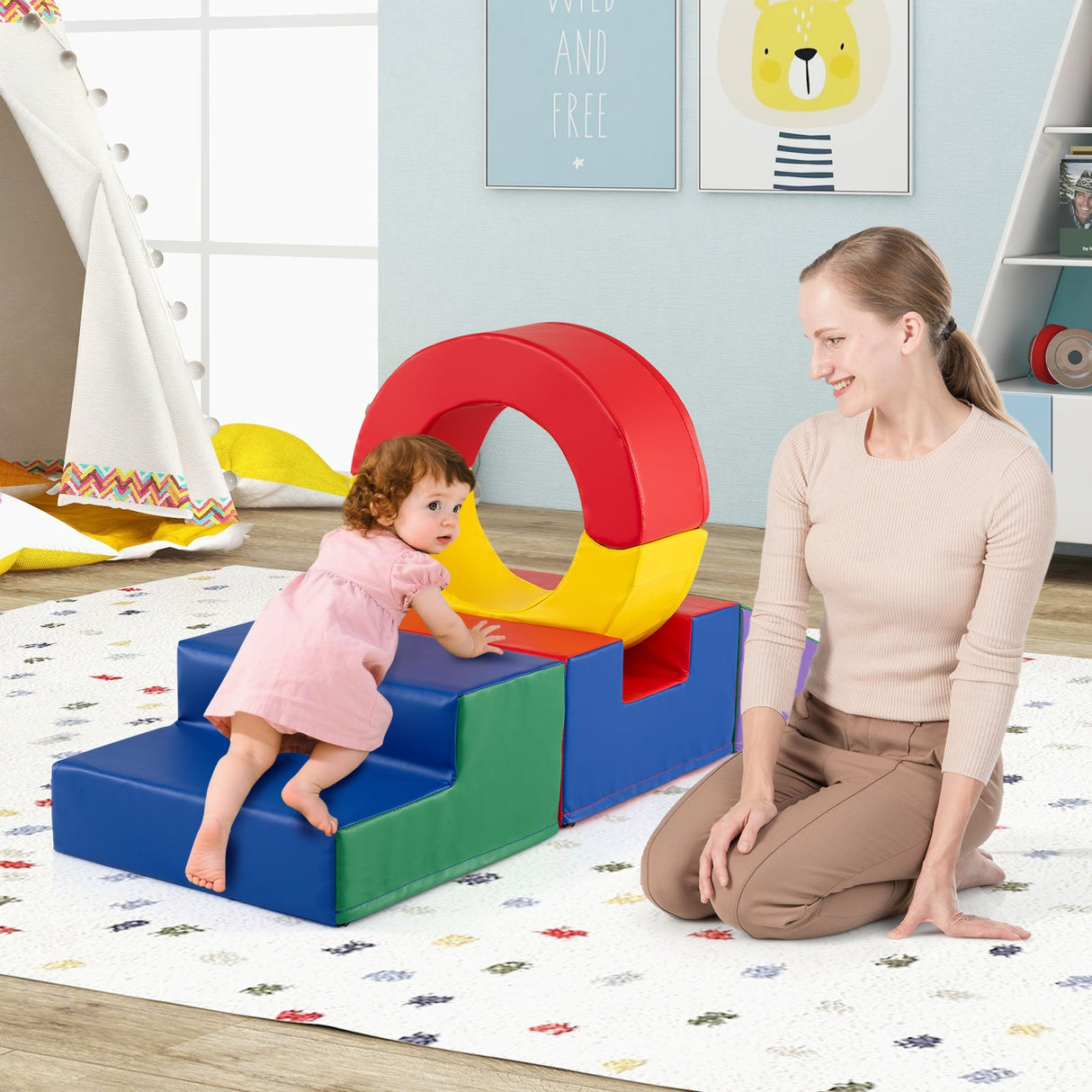 5 juguetes de escalada para niños con cubierta de cuero de PU - Multicolor