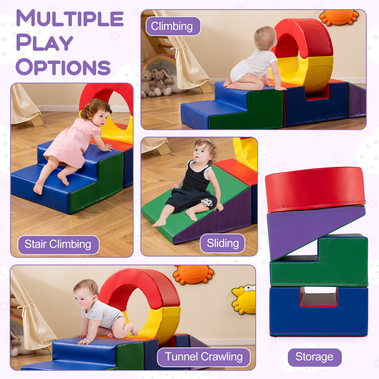 5 juguetes de escalada para niños con cubierta de cuero de PU - Multicolor