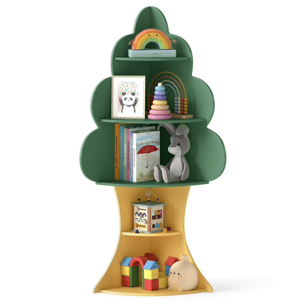 Estantería de 5 niveles para libros infantiles con sistema antivuelco - Verde