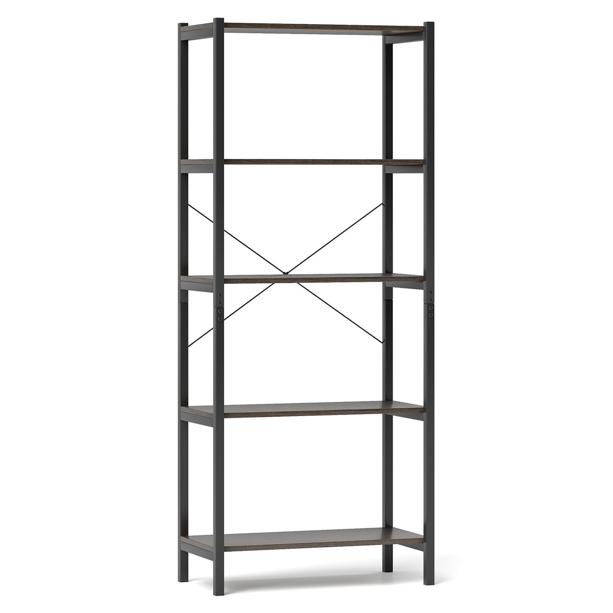 5-Tier Industrial Bookshelf Display Storage Rack with Metal Frame