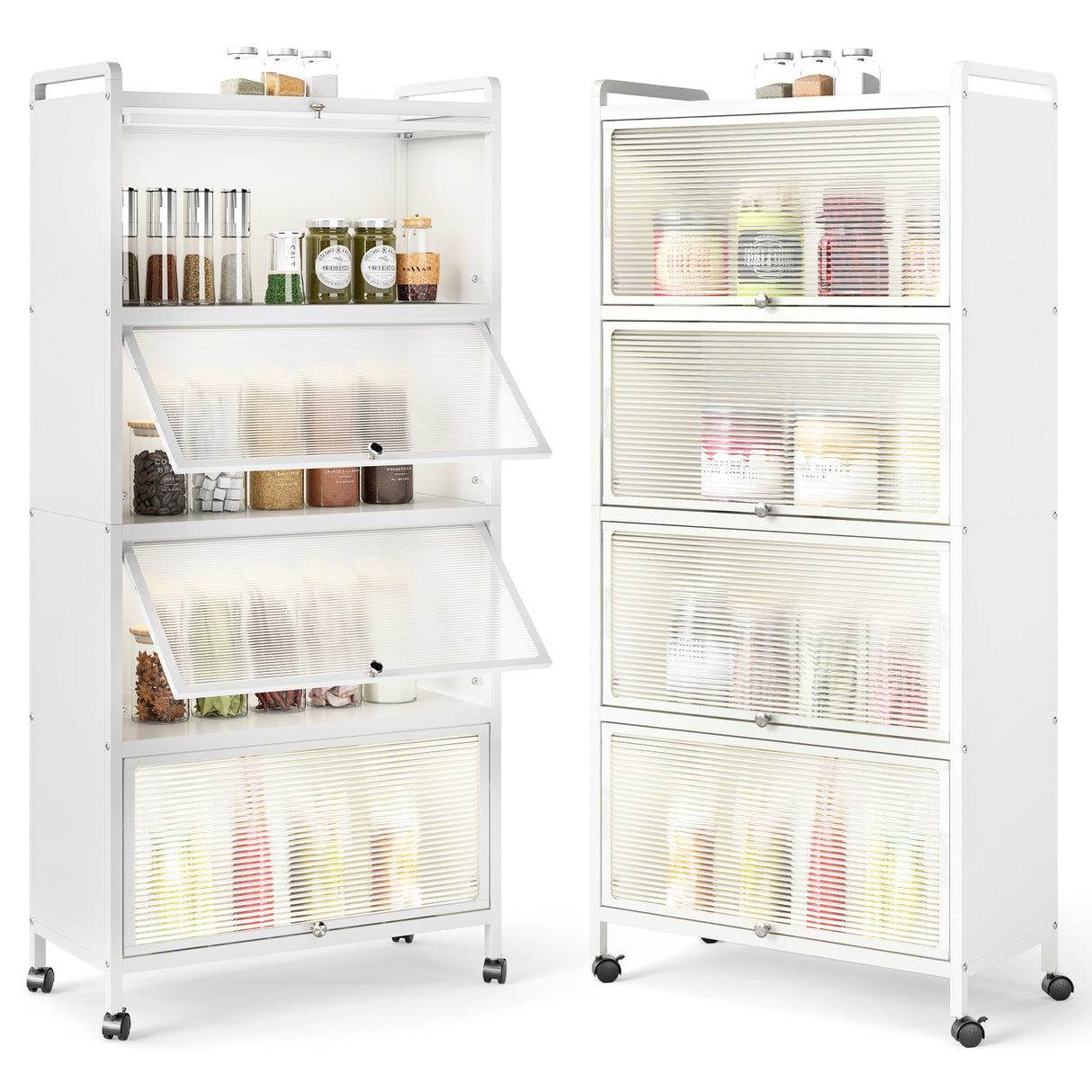 Armario de almacenamiento de despensa de cocina de 5 niveles con puertas elevables
