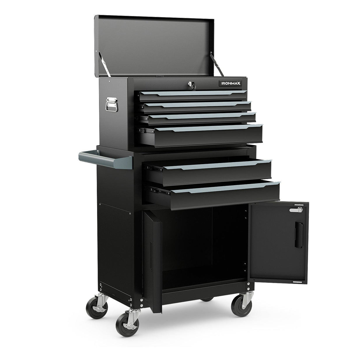 Caja de almacenamiento de herramientas con ruedas de 6 cajones y ruedas universales y ganchos