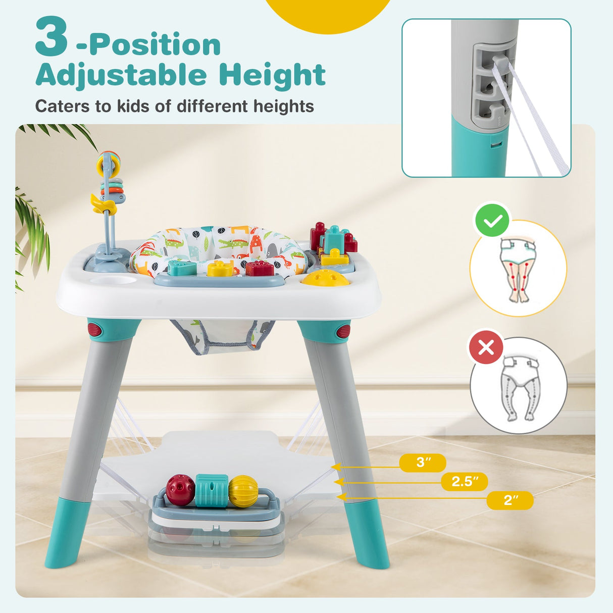Centro de actividades para bebés 6 en 1, saltador para bebés, mesa para niños pequeños