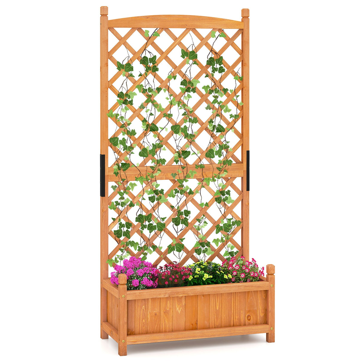 Mesa de cultivo de 152 cm de altura con enrejado de celosía en forma de diamante y orificios de drenaje
