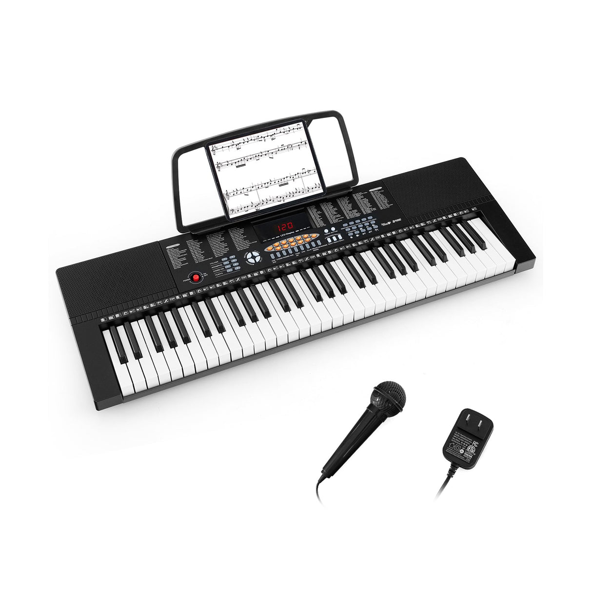 Teclado electrónico de 61 teclas con 3 modos de enseñanza, pantalla LED y teclado dual
