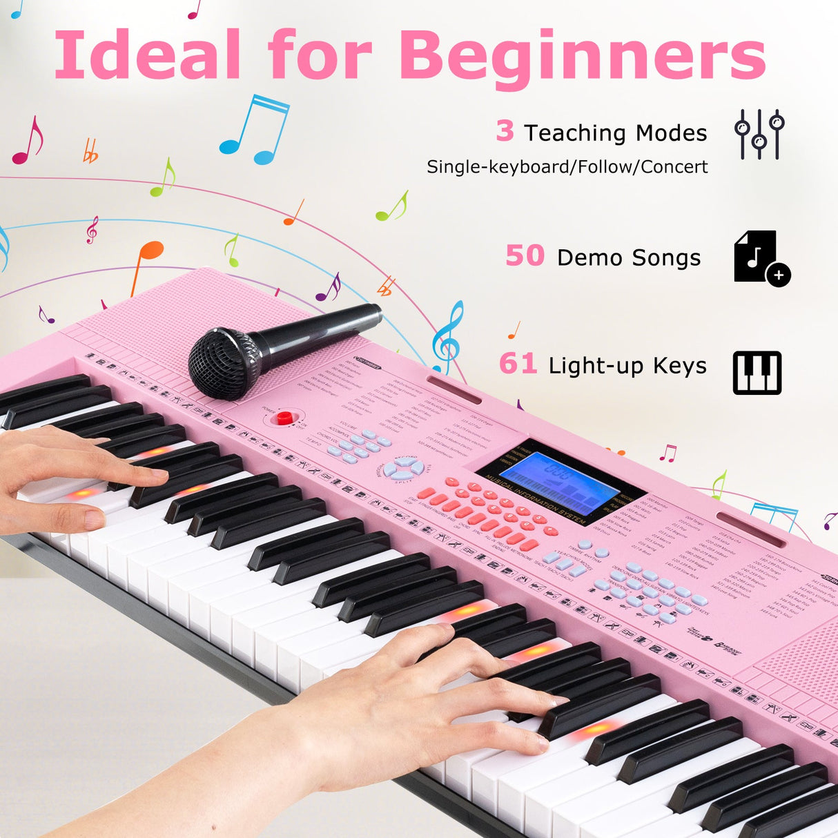 Teclado de piano eléctrico de 61 teclas para principiantes