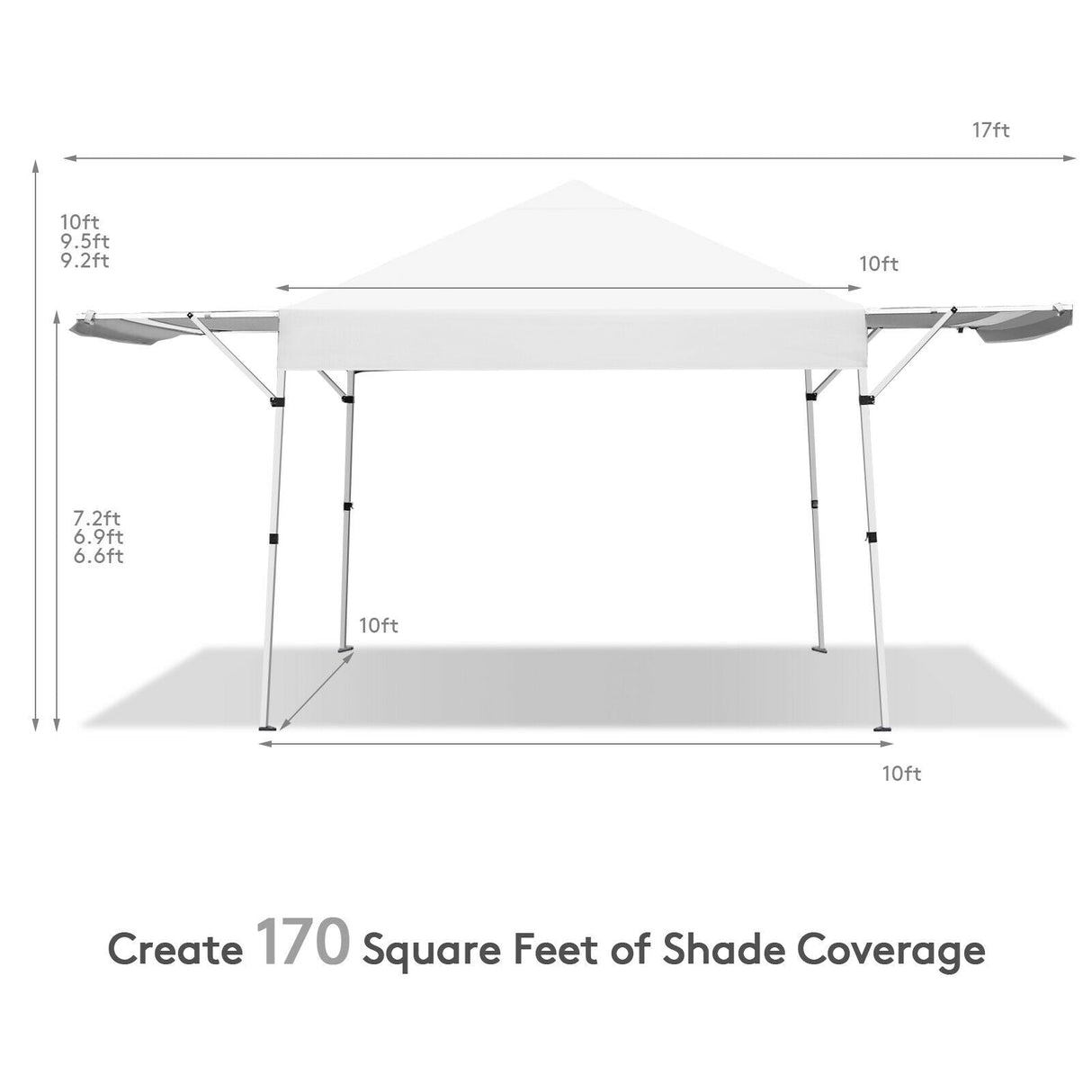 17 Feet x 10 Feet Foldable Pop Up Canopy with Adjustable Instant Sun Shelter