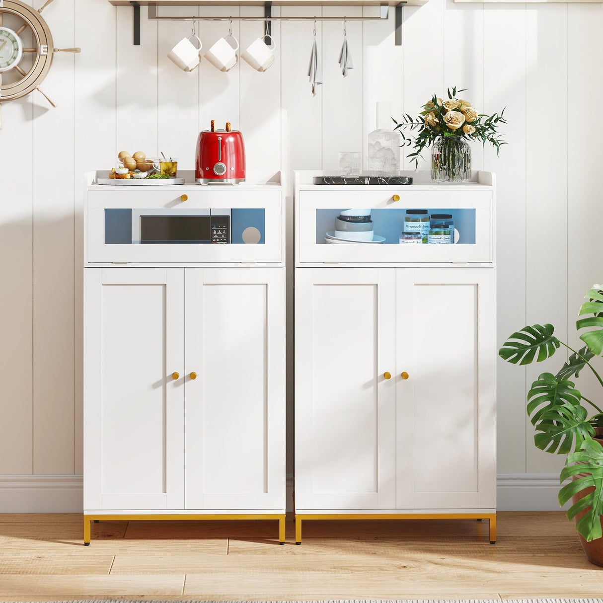 Armario de cocina, despensa, mueble de almacenamiento de alimentos independiente, blanco