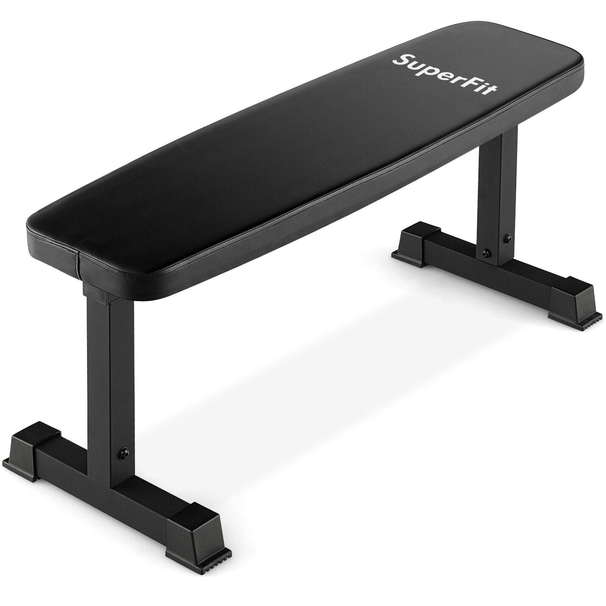 Banco de pesas plano de 660 LBS, banco de entrenamiento de fuerza de servicio pesado - Negro