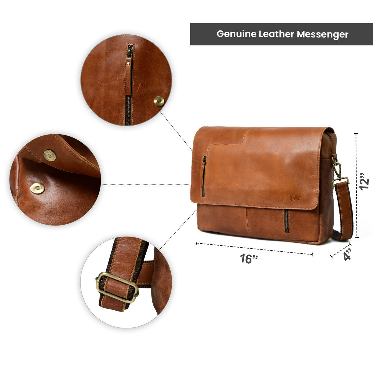 Bolso cruzado Wilson de cuero color camel