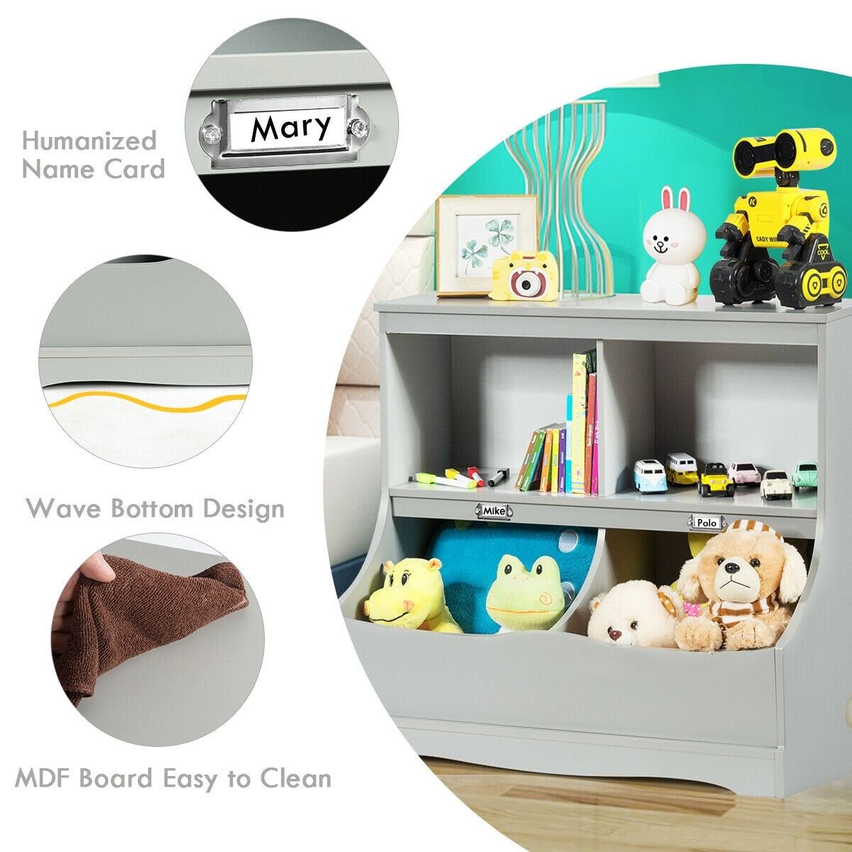 Mueble Bajo Multiusos con Estantería para Niños