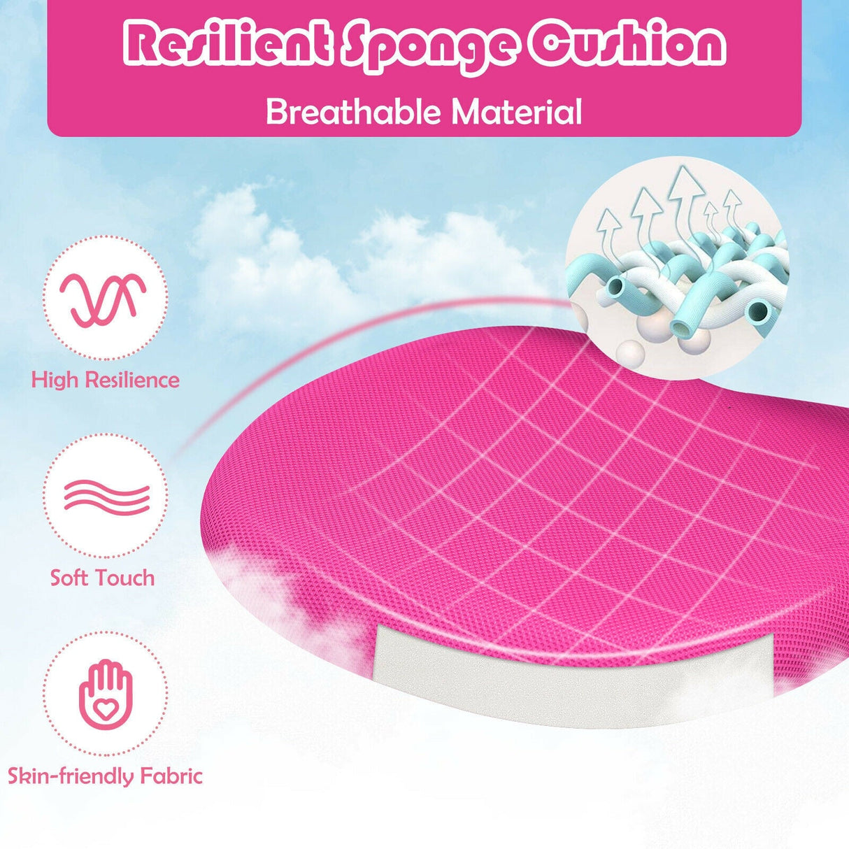 Silla estudiantil de altura regulable con ruedas con freno de asiento y soporte lumbar para el hogar y la escuela