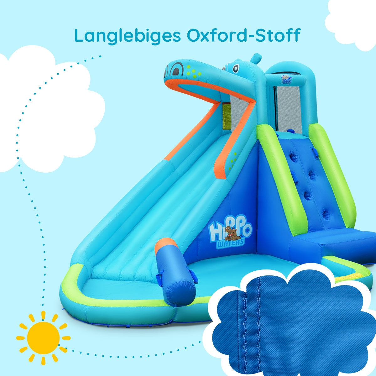 Piscina Inflable de Agua con Salpicaduras y Tobogán Sin Soplador