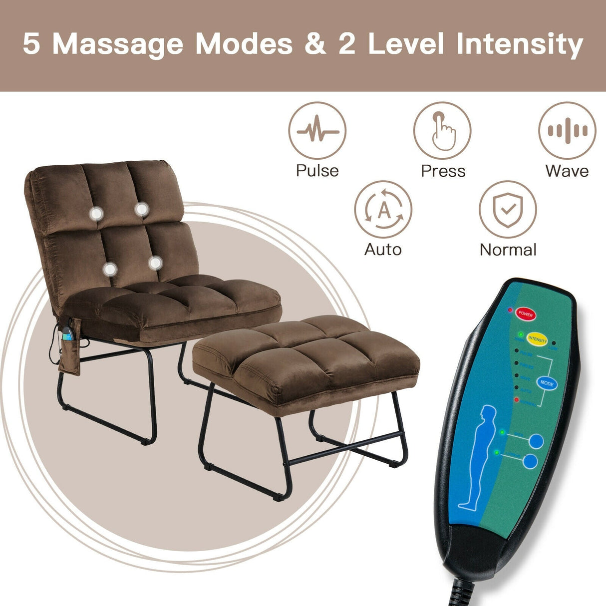 Sillones reclinables de masaje de terciopelo con control remoto y bolsillo lateral