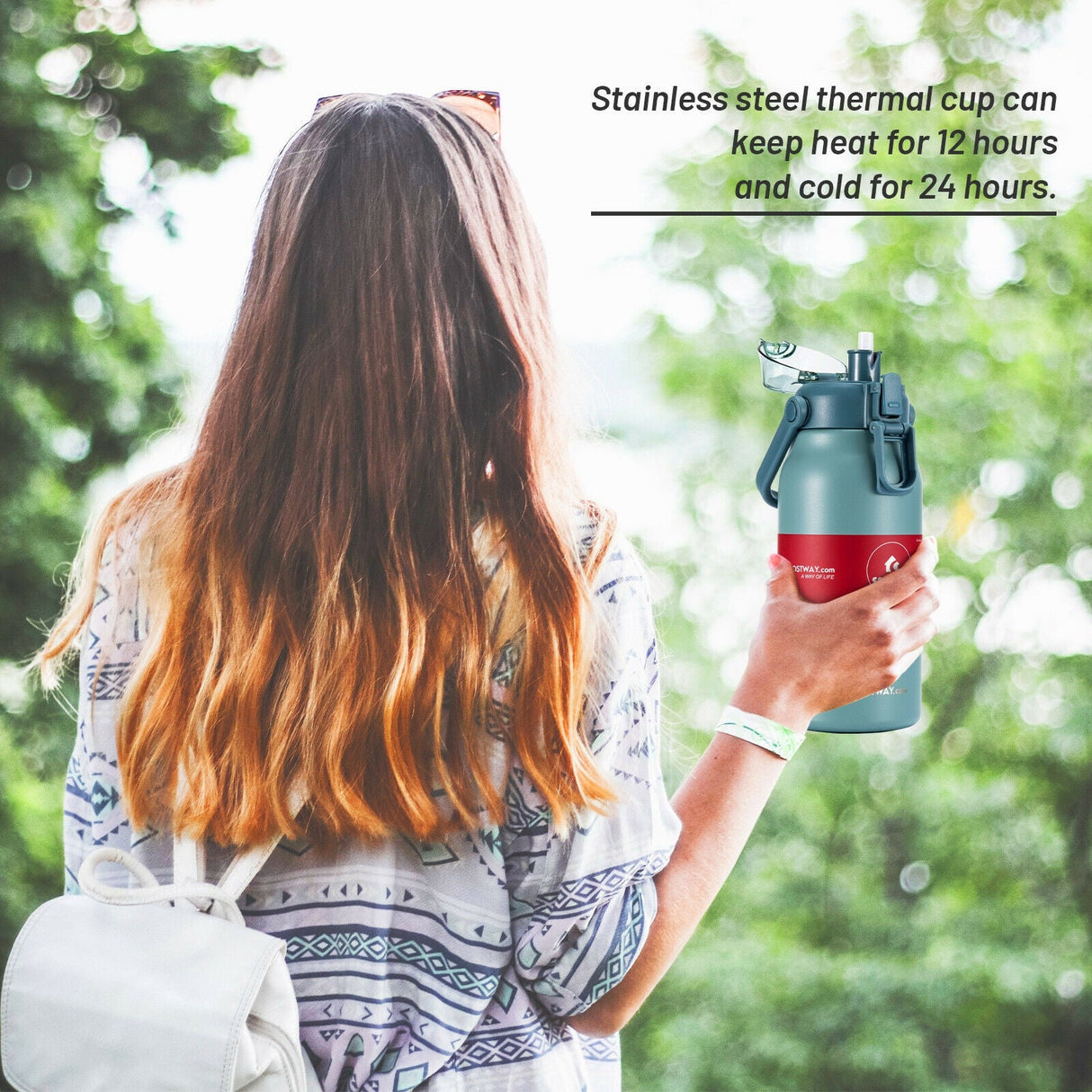 Botella de Agua Deportiva de Acero Inoxidable de 44oz con Aislamiento al Vacío, a Prueba de Fugas - Gris