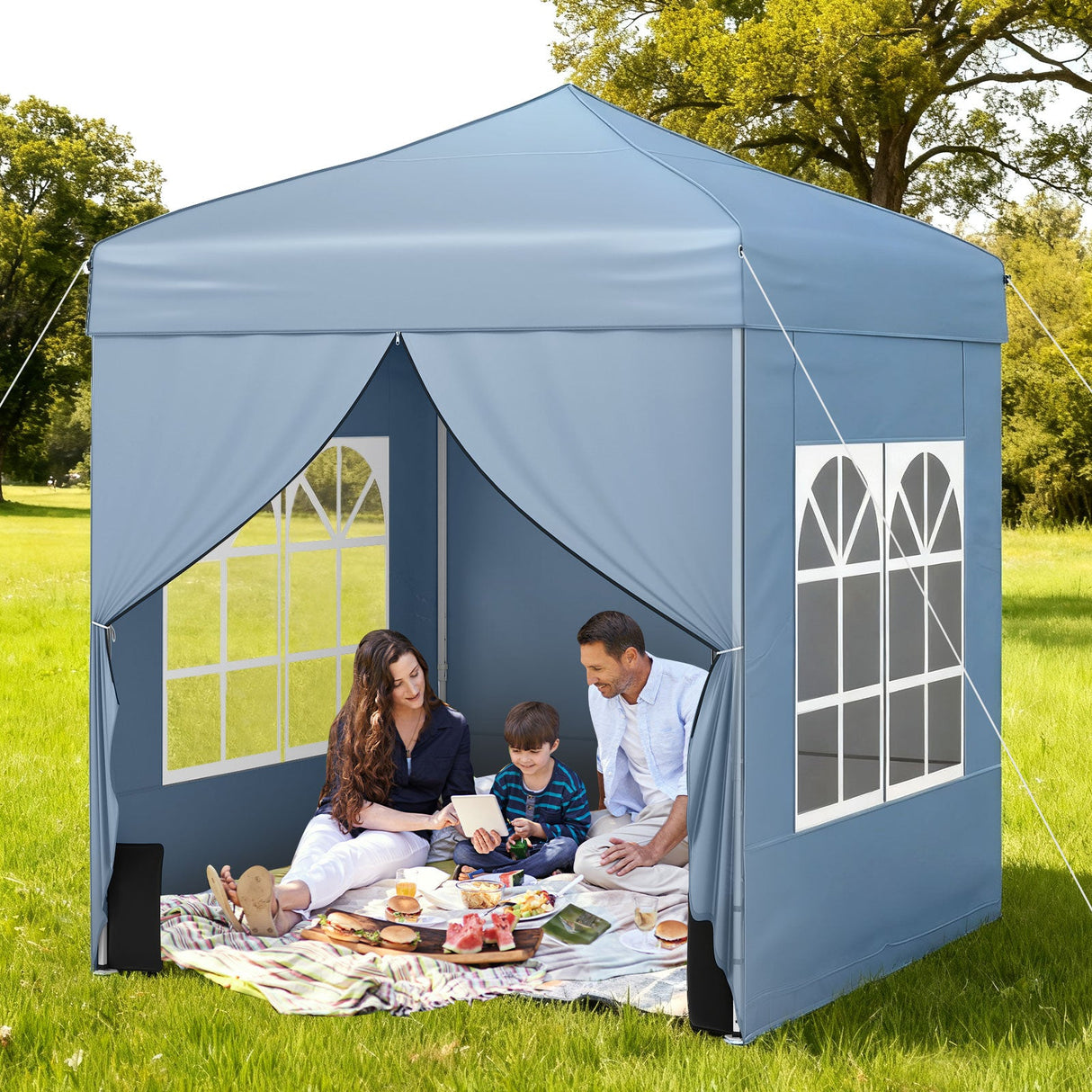 Carpa Plegable de 6.5 x 6.5 FT con 4 Paredes Laterales y Bolsa con Ruedas
