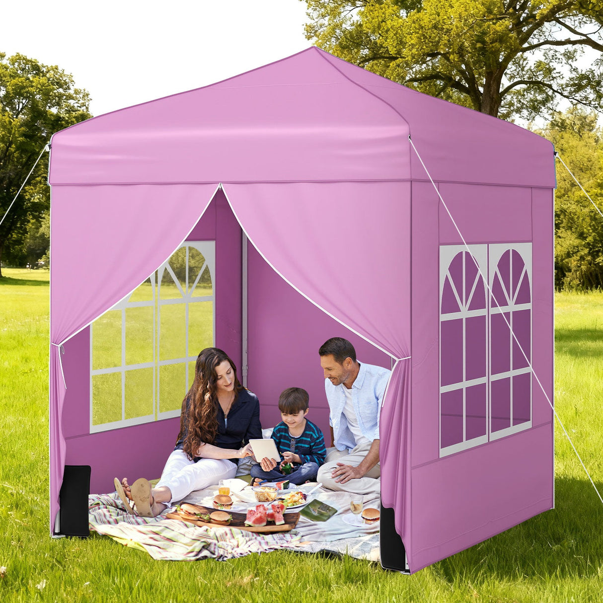 Carpa Plegable de 6.5 x 6.5 FT con 4 Paredes Laterales y Bolsa con Ruedas