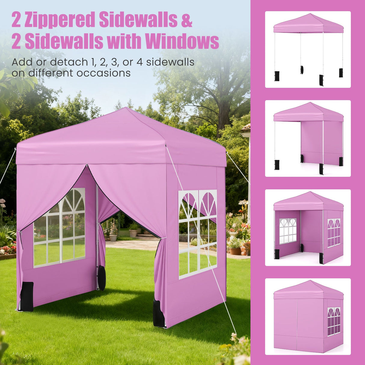 Carpa Plegable de 6.5 x 6.5 FT con 4 Paredes Laterales y Bolsa con Ruedas
