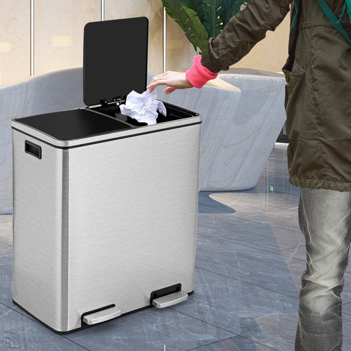 Cubo de basura doble de 60 litros