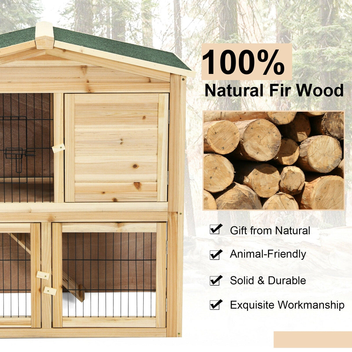 Gallinero de madera de 35 pulgadas con rampa