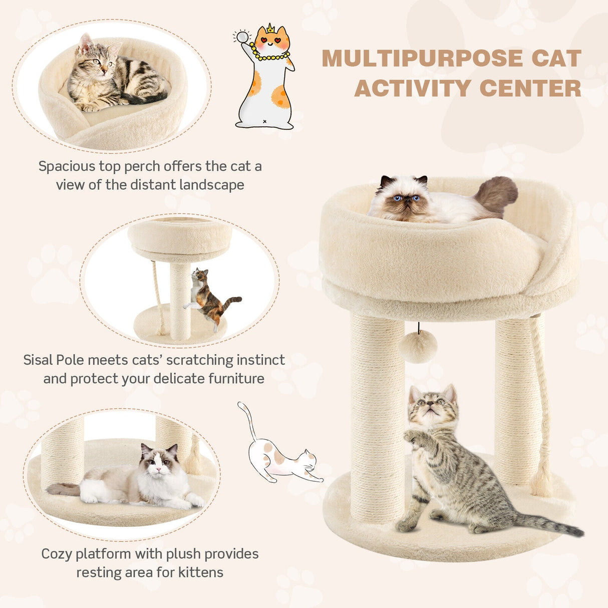 Árbol para gatos con plataformas de felpa y rascador