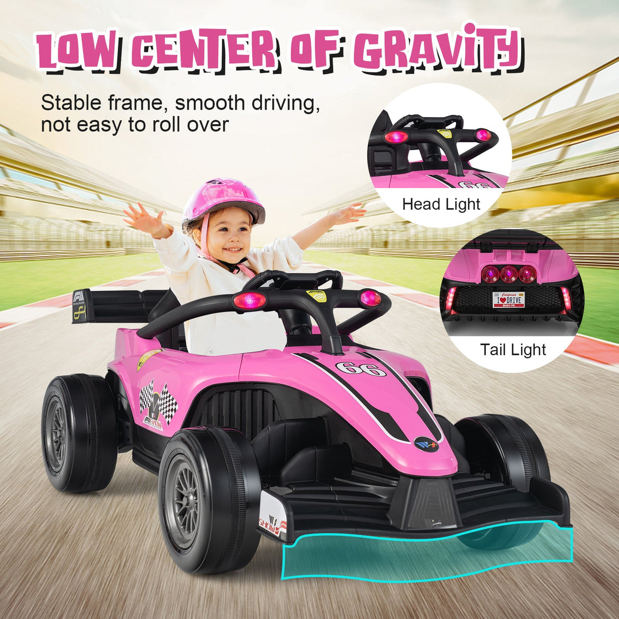 Coche de carreras eléctrico de Fórmula para niños de 12 V con control remoto
