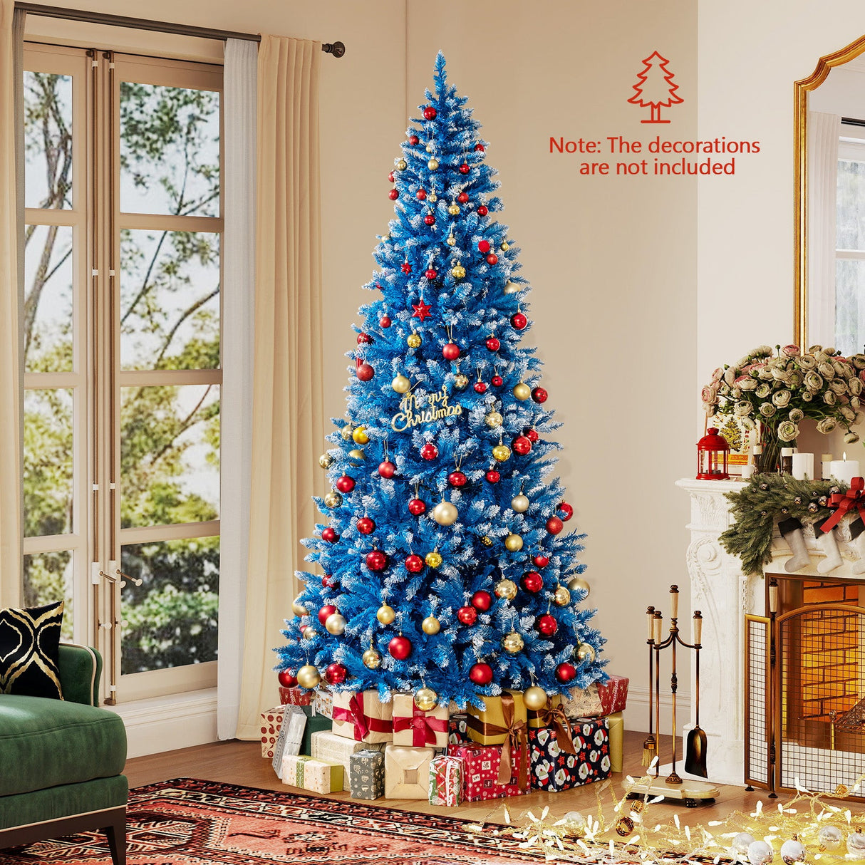 Árbol de Navidad artificial de 6/7/8/9 pies con 767 puntas de ramas nevadas