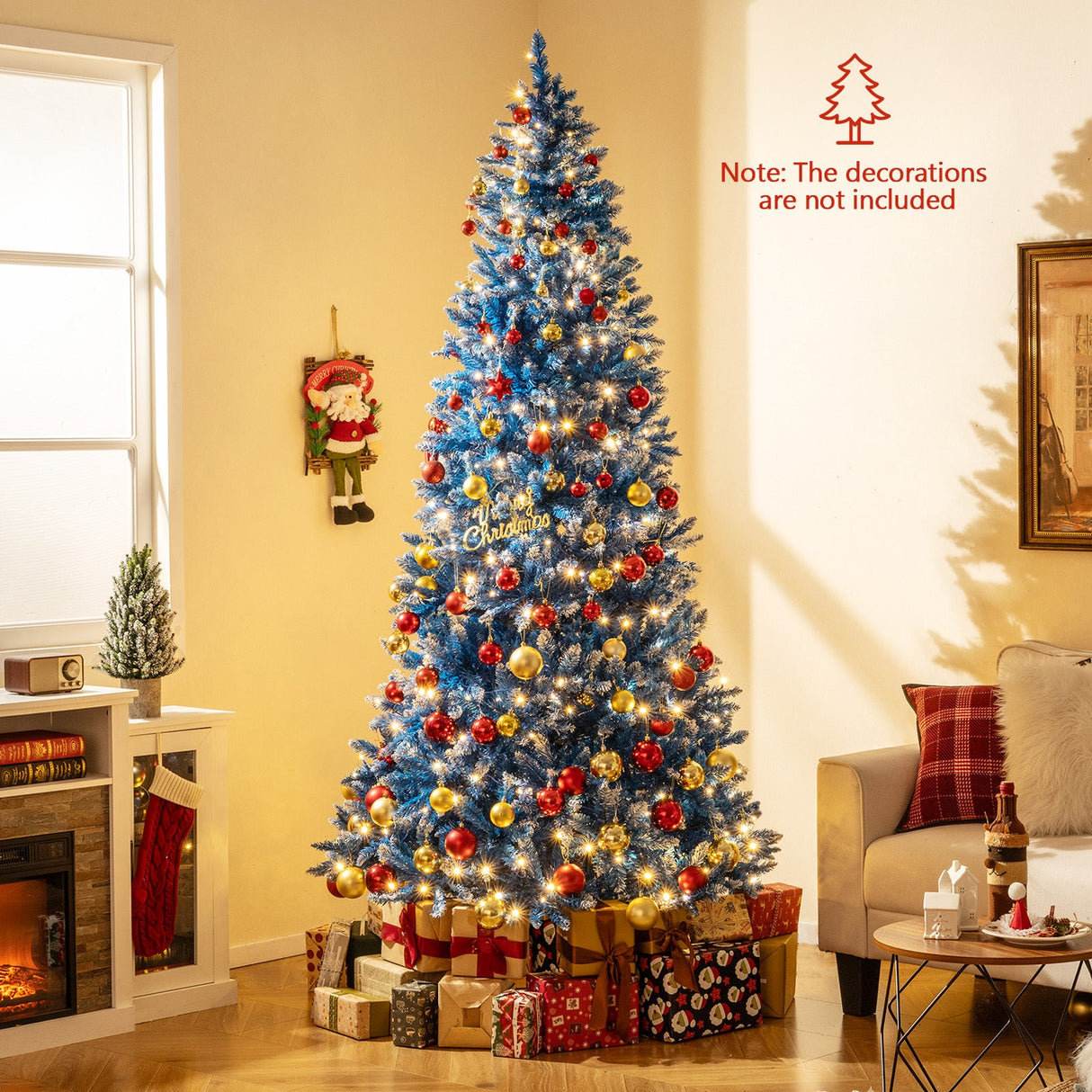 Árbol de Navidad artificial de 6/7/8/9 pies con 767 puntas de ramas nevadas