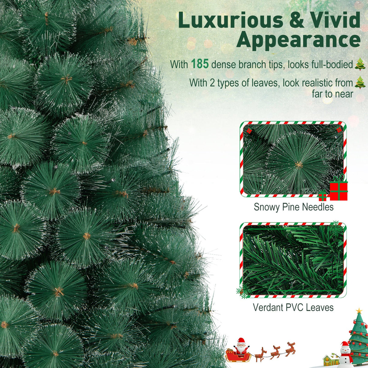 5/6/7 FT Pre-Lit Fiber Optic Christmas Tree with 148/185/226 Multi-Color LED Lights and Top Star Light