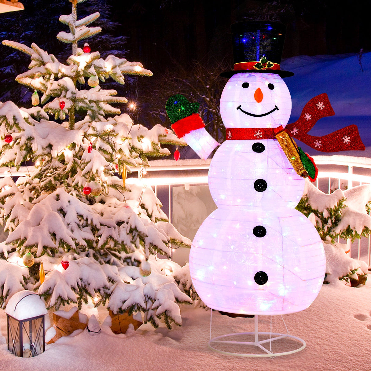 Muñeco de Nieve Navideño Iluminado de 1,8 m con 180 Luces LED de Colores