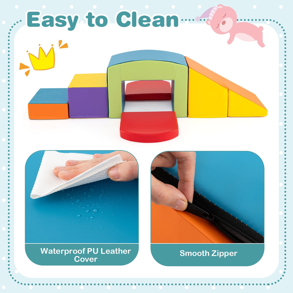 6 Piezas Bloques de Espuma para Trepar, Juego Suave para Trepar para Niños Pequeños con Túnel