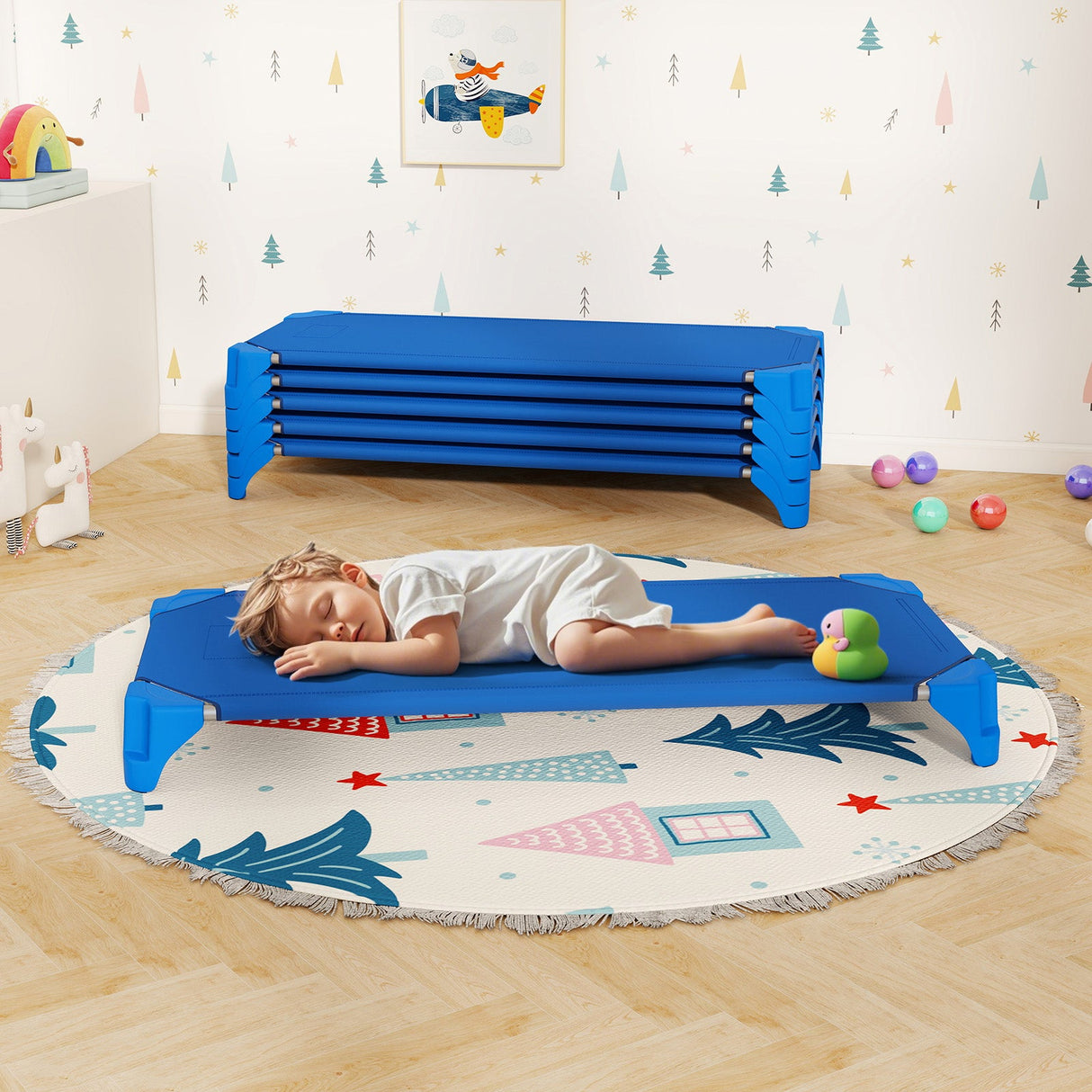 Cunas apilables portátiles de 6 unidades para guardería, cama para niños de 52 pulgadas